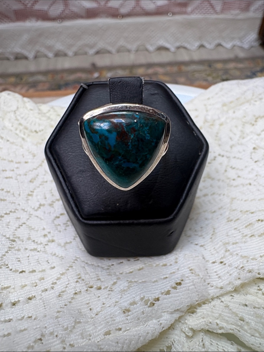 Sterling Silver Teal Stone Statement Ring
